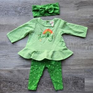 Cat & Jack St. Patricks Day Outfit Baby Girl 0-3 Months Matching Set